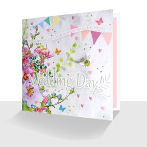 Pretty Wedding Day Card : Flowers and Butterflies
