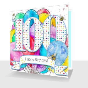 100th Birthday Card Balloons : Happy 100th Birthday