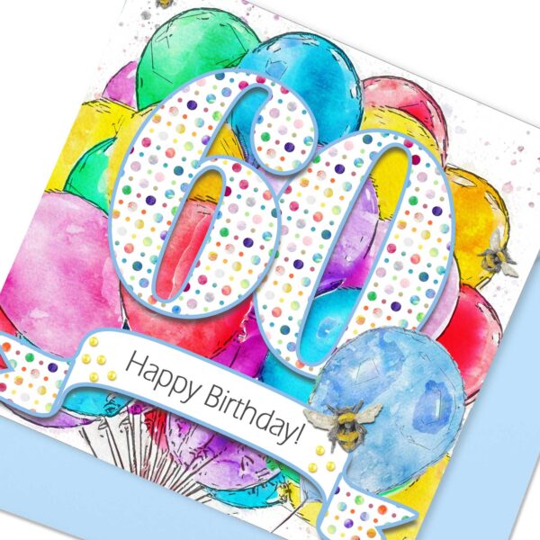 60th Birthday Card Balloons : Happy 60th Birthday