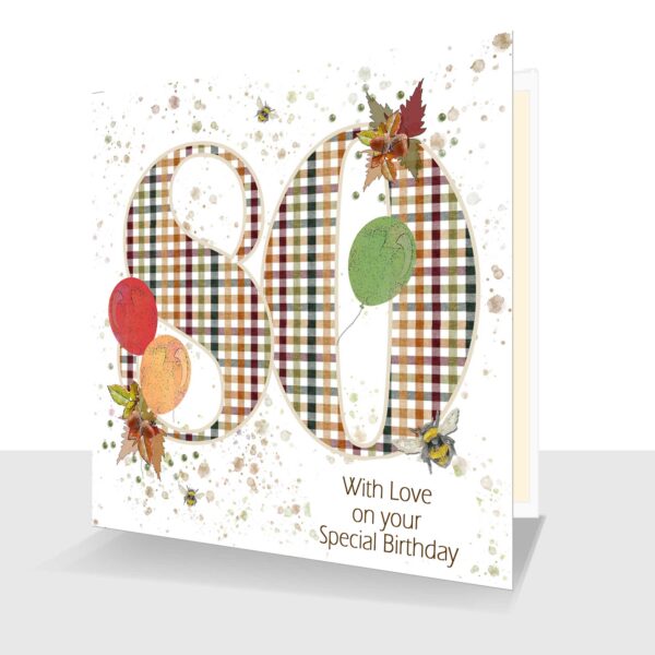 80th Birthday Card Man : Happy 80th Birthday Card Autumnal Colours