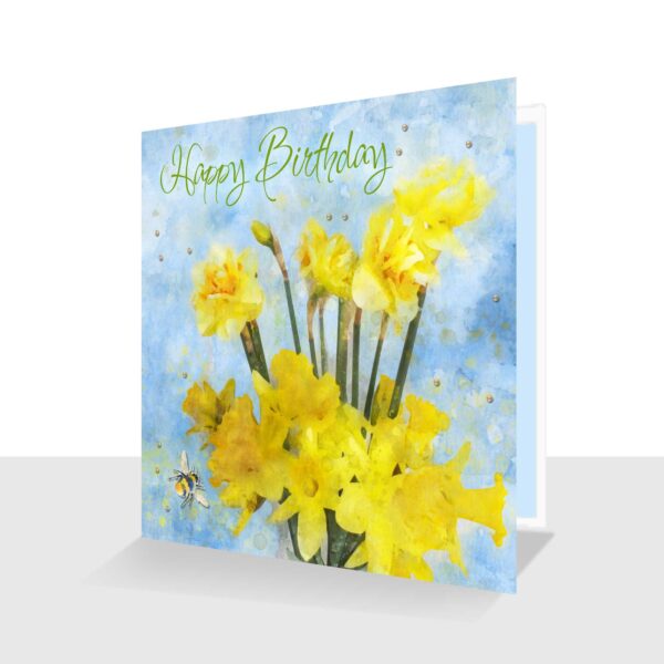 Spring Daffodils Birthday Card - Luxury finish