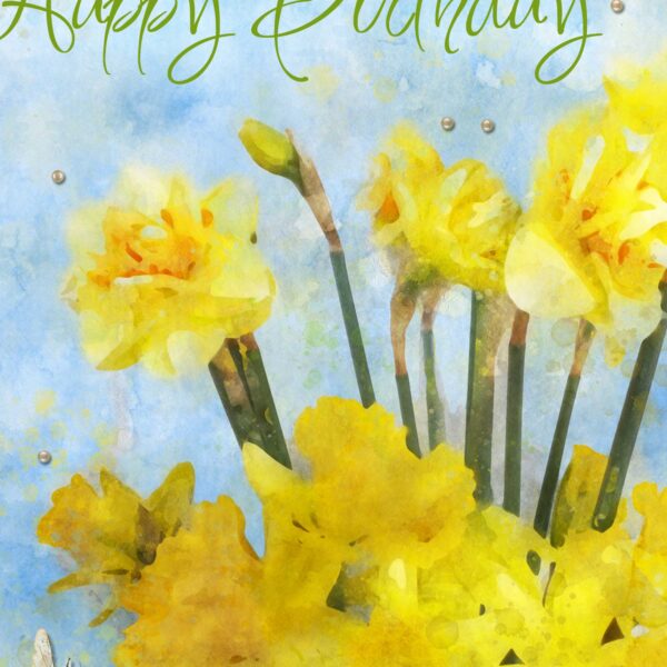 Spring Daffodils Birthday Card - Luxury finish