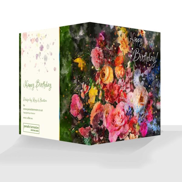 Dark Flowers Birthday Card - Luxury finish