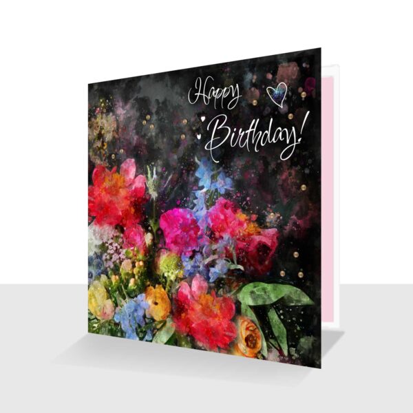 Pink Bouquet Birthday Card - Luxury finish