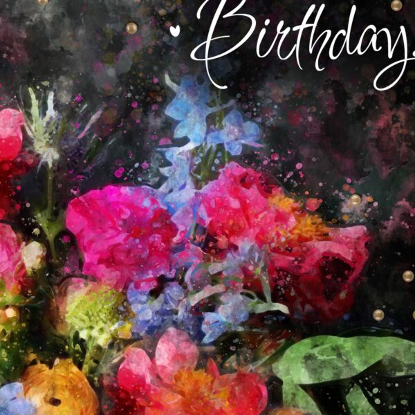 Pink Bouquet Birthday Card - Luxury finish