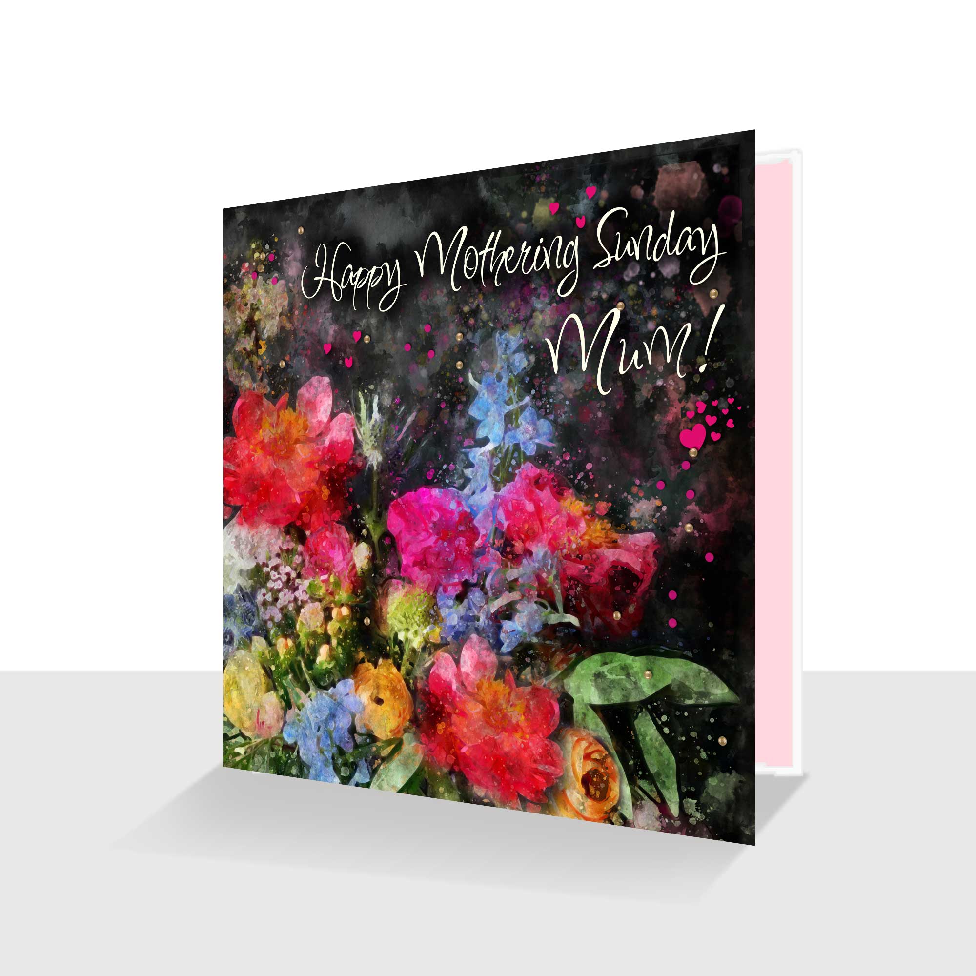 Happy Mothering Sunday Mum Card Dark Florals Embellished