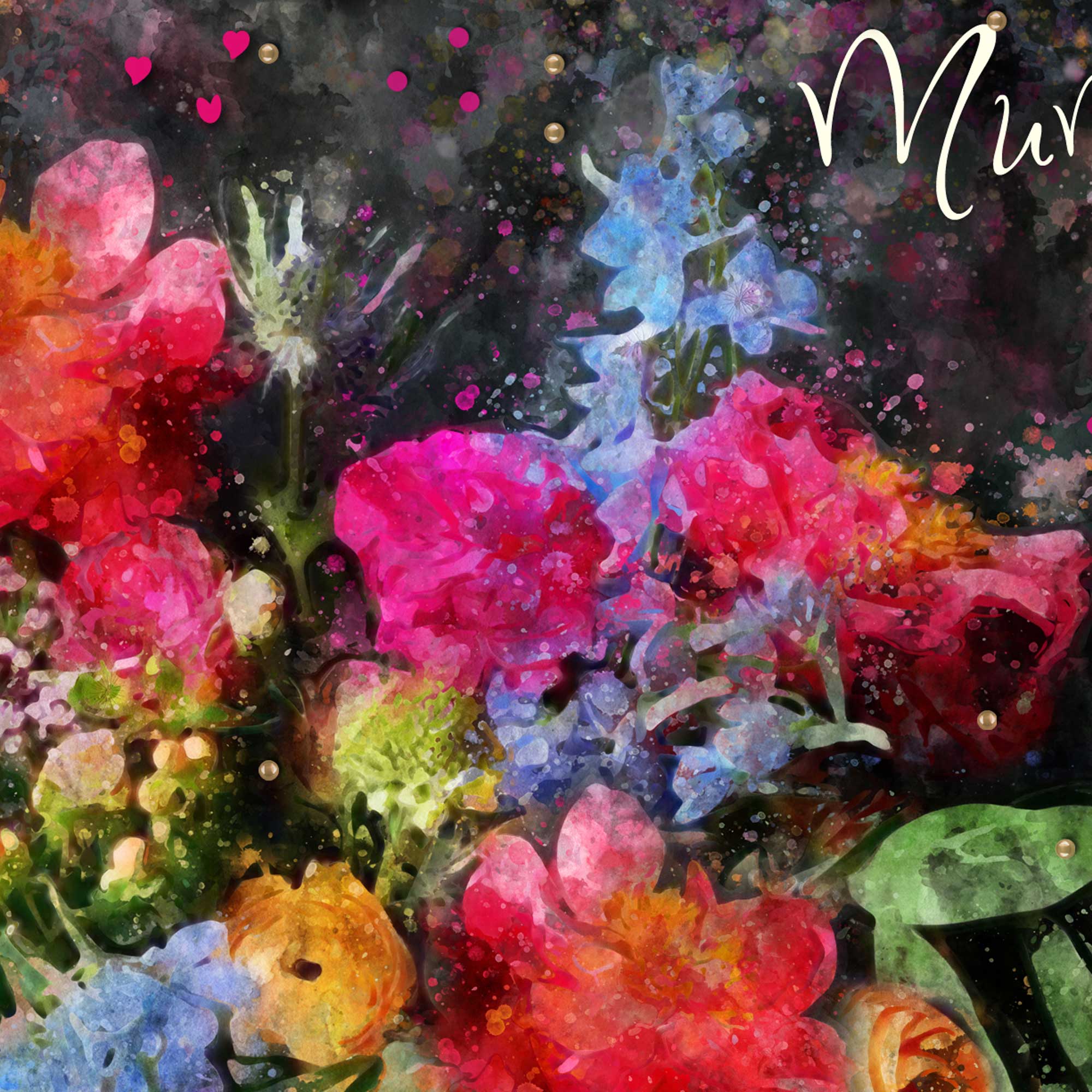 Happy Mothering Sunday Mum Card Dark Florals Embellished