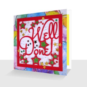 Well Done Card Red : Stars and Dots Handcrafted Card