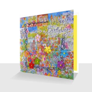 Mixed Media Birthday Card Colourful Patchwork