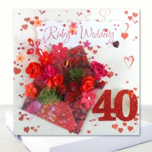 Luxury Ruby Wedding Card : 3D Boxed 40th Wedding Anniversary Card