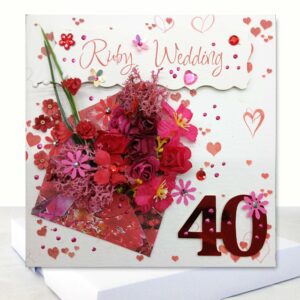 Luxury Ruby Wedding Card : 3D Boxed 40th Wedding Anniversary Card
