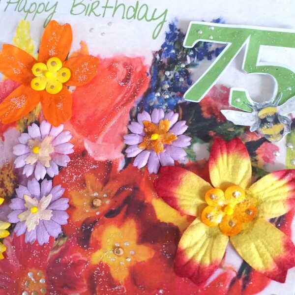 75th Happy Birthday Card : Summer Posy