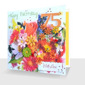 75th Happy Birthday Card : Summer Posy