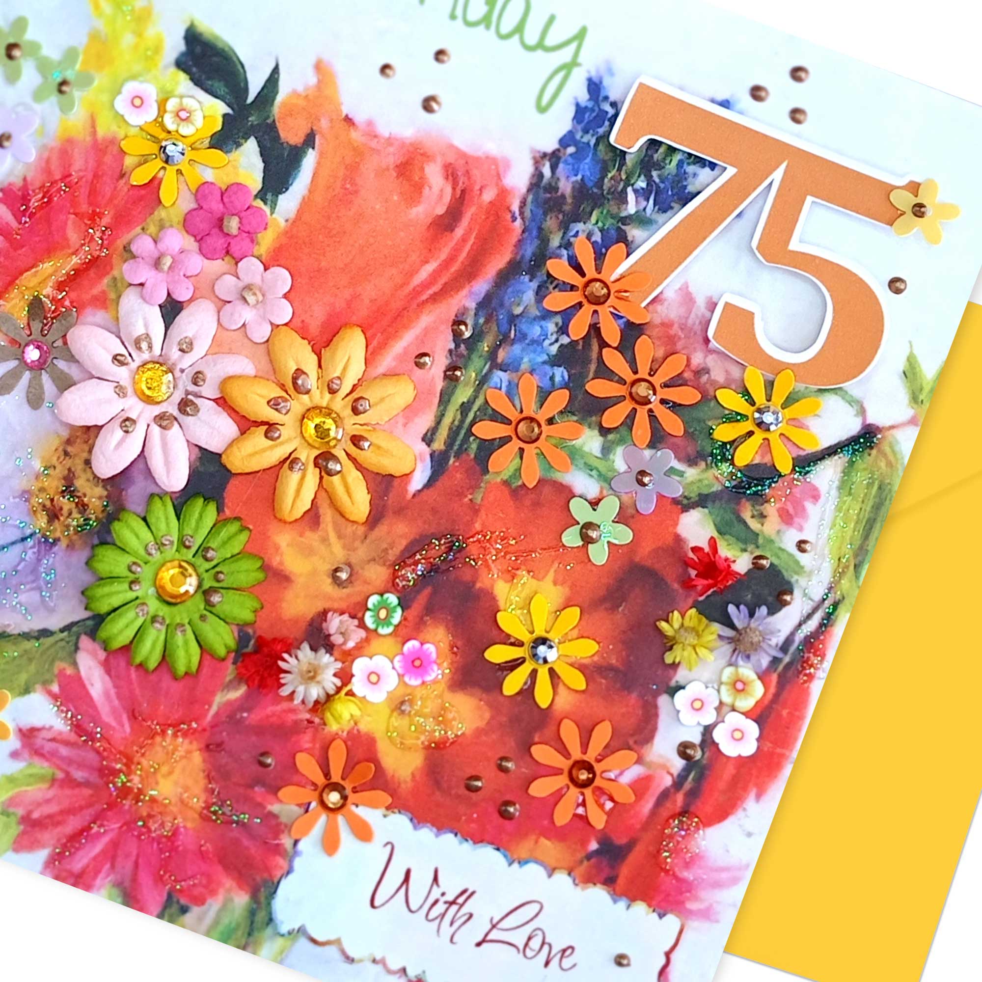 75th Happy Birthday Card : Summer Posy