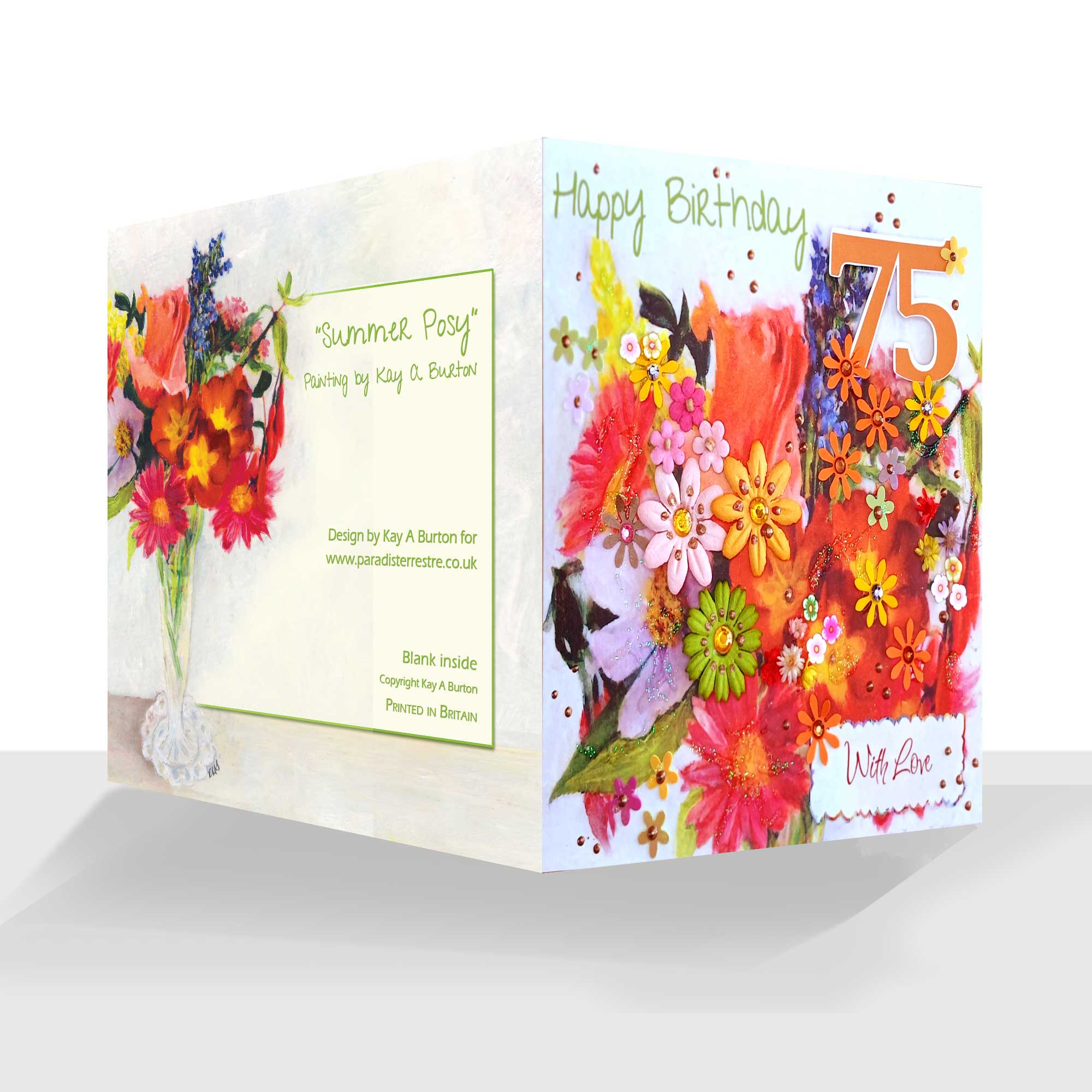 75th Happy Birthday Card : Summer Posy