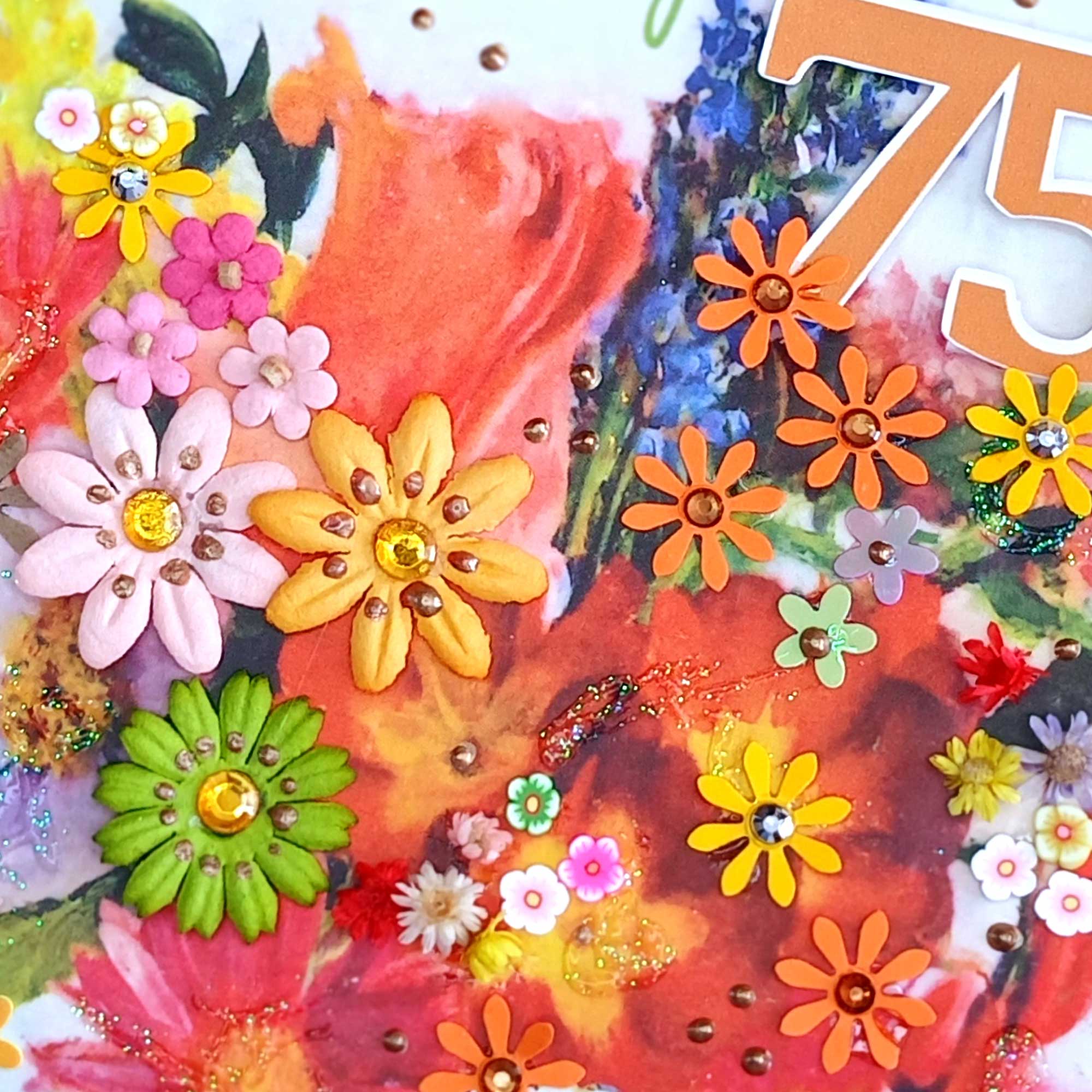 75th Happy Birthday Card : Summer Posy