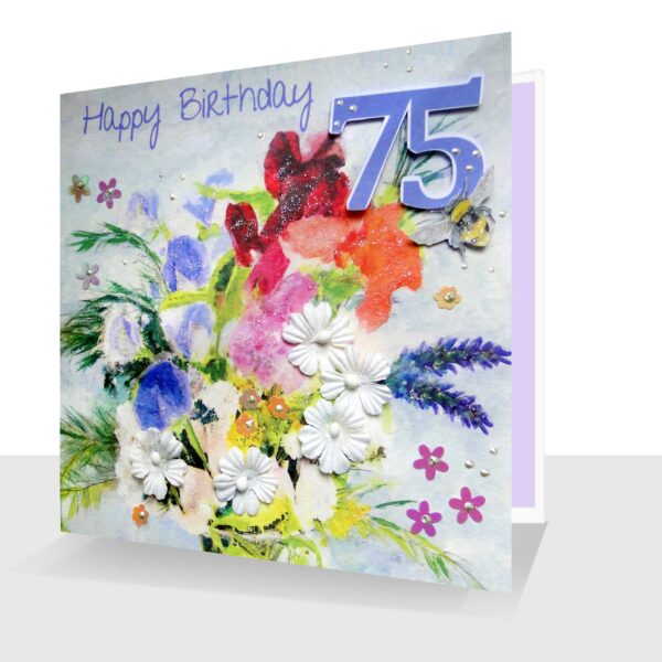 Happy 75th Birthday Card : Sweetpeas