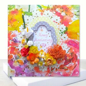 Luxury Happy Anniversary Boxed Card Floral Frame