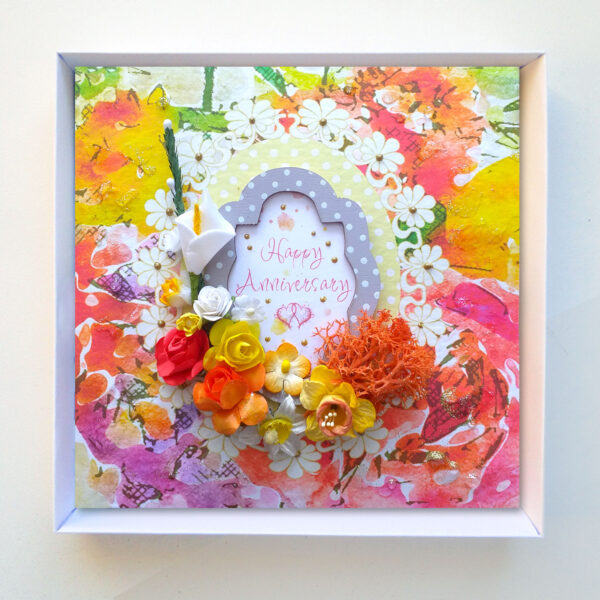 Luxury Happy Anniversary Boxed Card Floral Frame