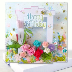 Happy Birthday Pastel Garden Boxed Card Luxury 3D Card