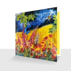 Poppy Meadow Embellished Card 3D Happy Birthday Summer Theme
