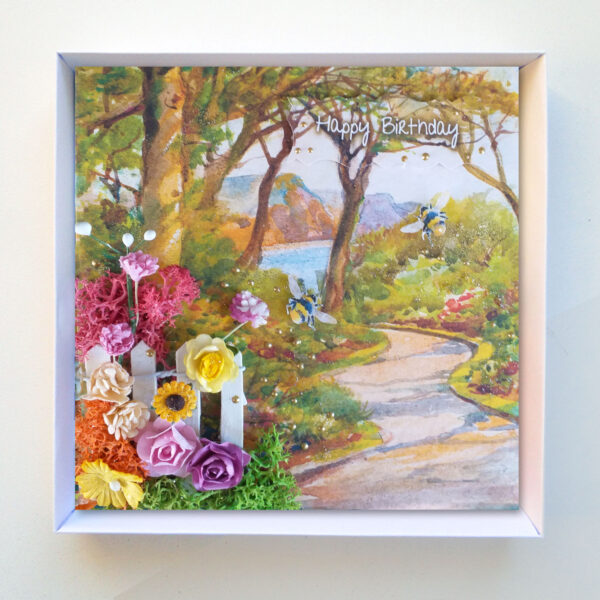 Sea View Boxed Card - Luxury Floral Design Happy Birthday Male or Female