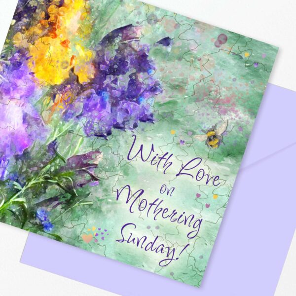 With Love Mothering Sunday Card Purple and Gold Irises
