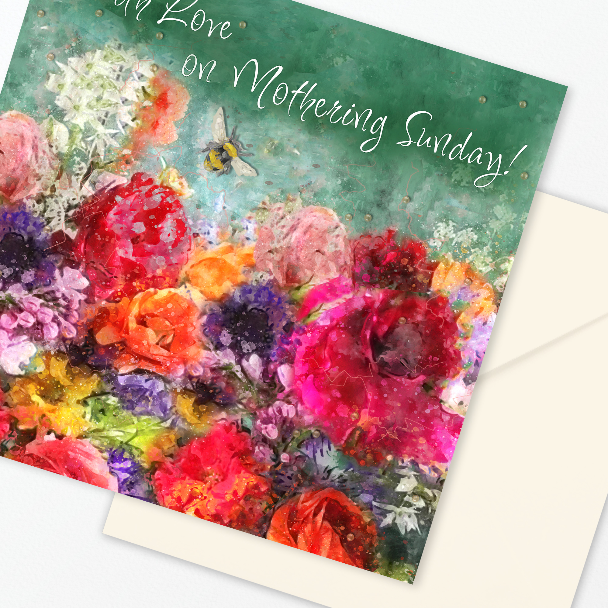 Deluxe Mothering Sunday Card With Love Bouquet of Flowers