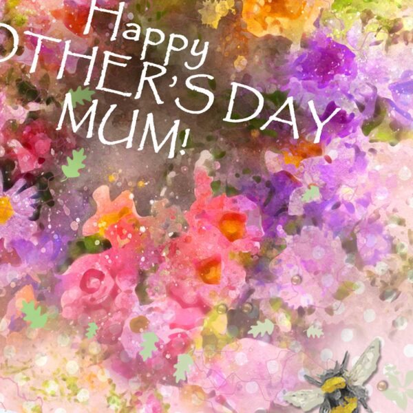 Happy Mother's Day Mum Card Pink Flower Burst