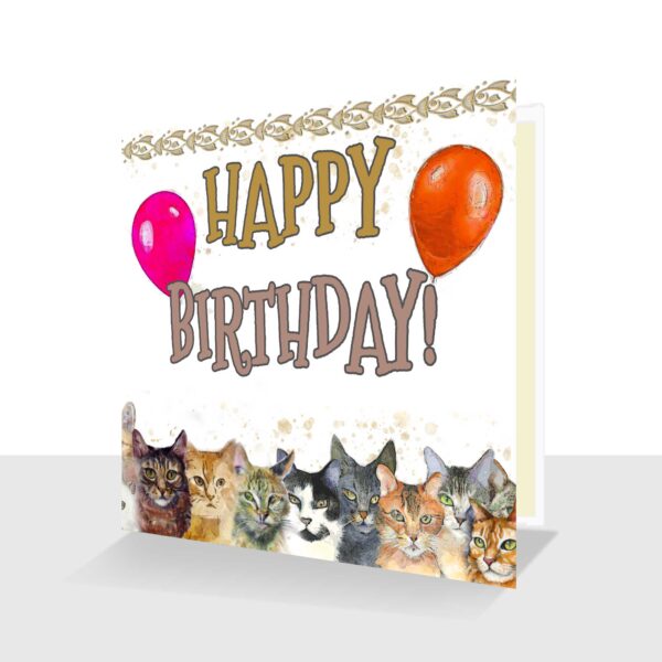 Birthday Cat Lovers Card Personalised Front Option Happy Birthday