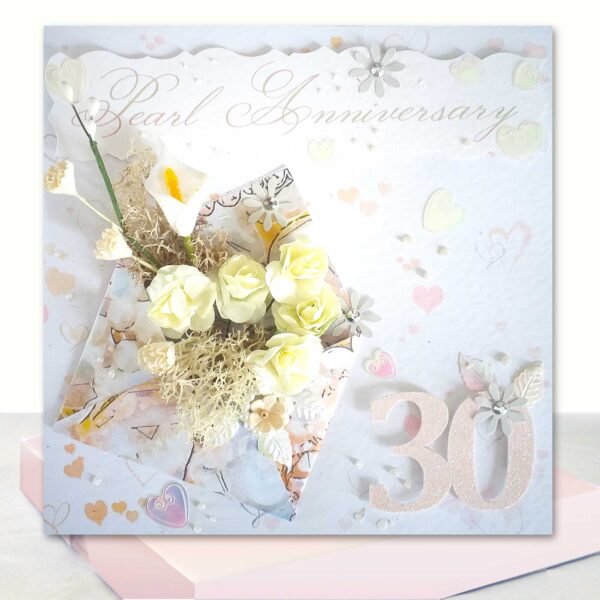 Luxury Pearl Anniversary Card : 3D Boxed 30th Wedding Anniversary Card