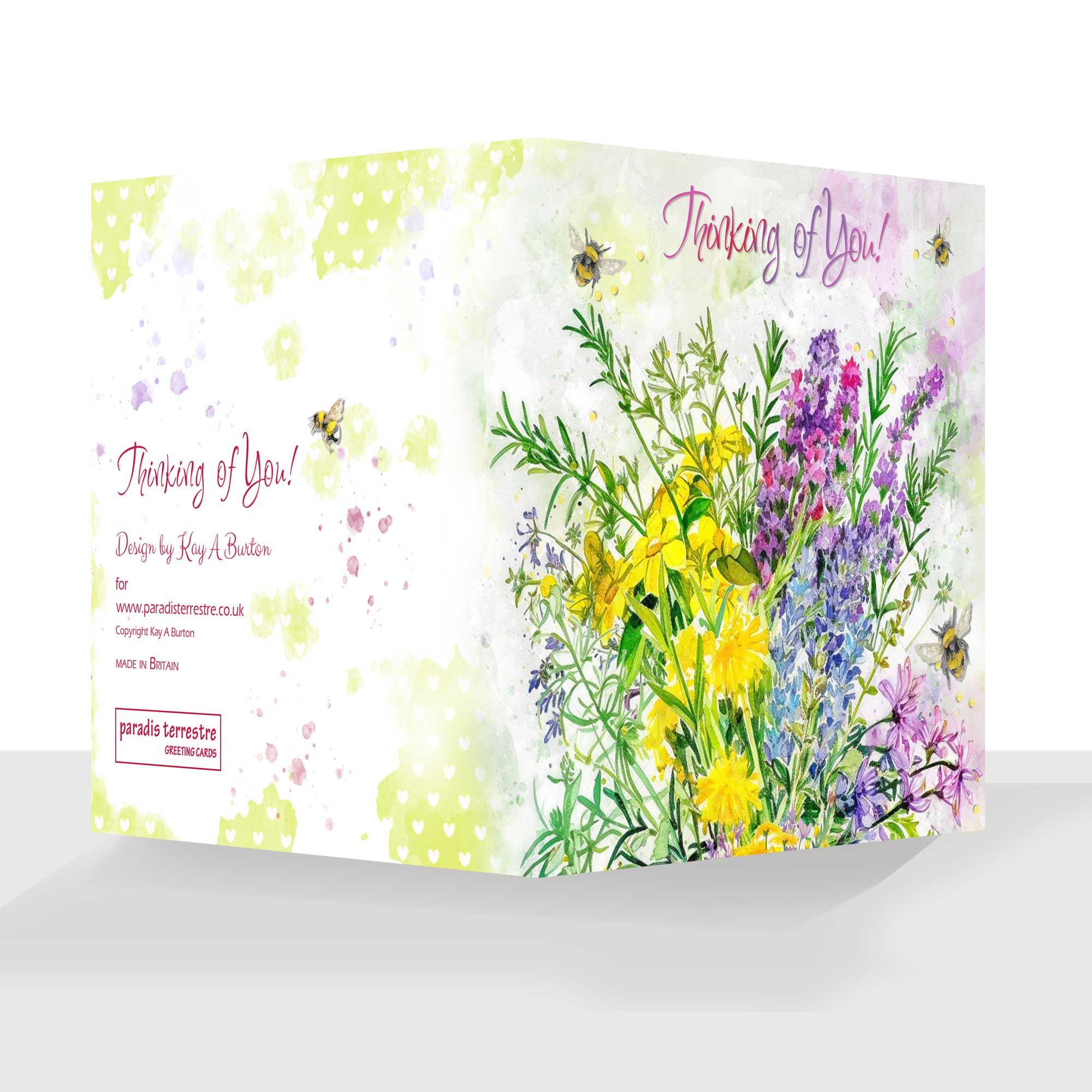 Thinking of You Card Wildflowers - Luxury finish with Bees