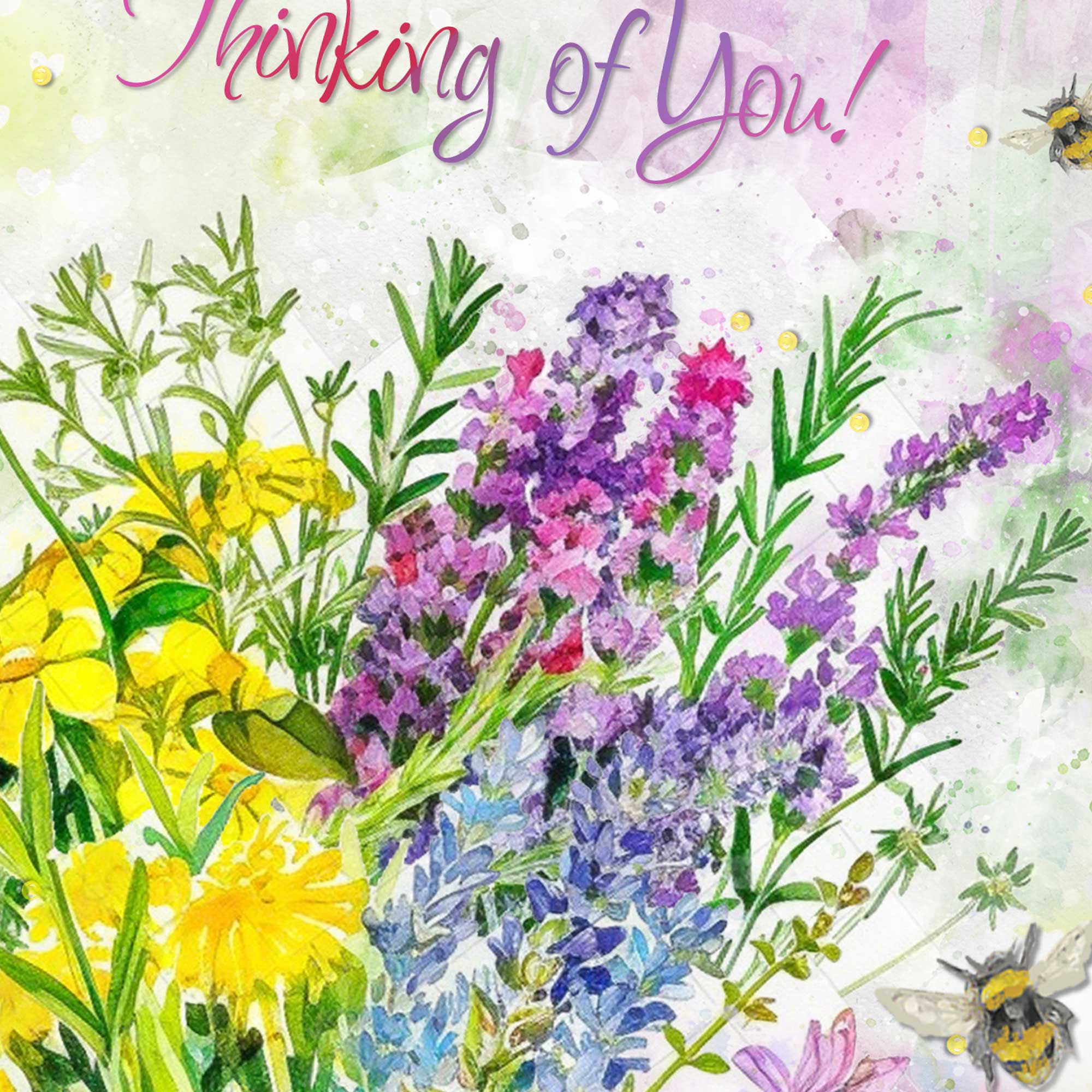 Thinking of You Card Wildflowers - Luxury finish with Bees