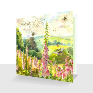 Thinking of You Card Foxgloves - Luxury finish with Bee