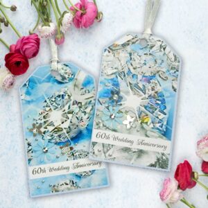 60th Wedding Anniversary Tags - Two Gift Tag Pack - Hand Finished
