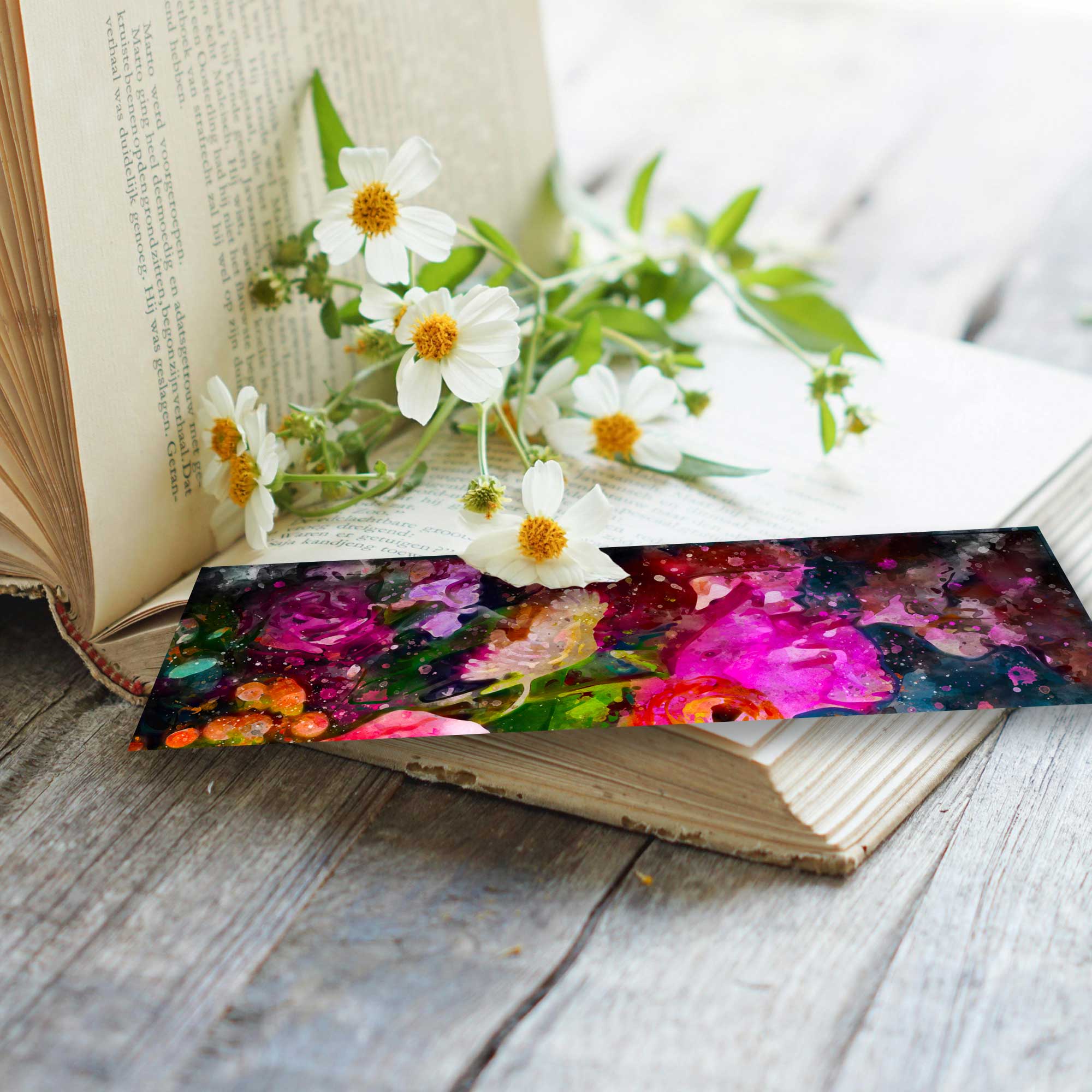 Aqua Floral Bookmarks Three Pack - Watercolour Design Four
