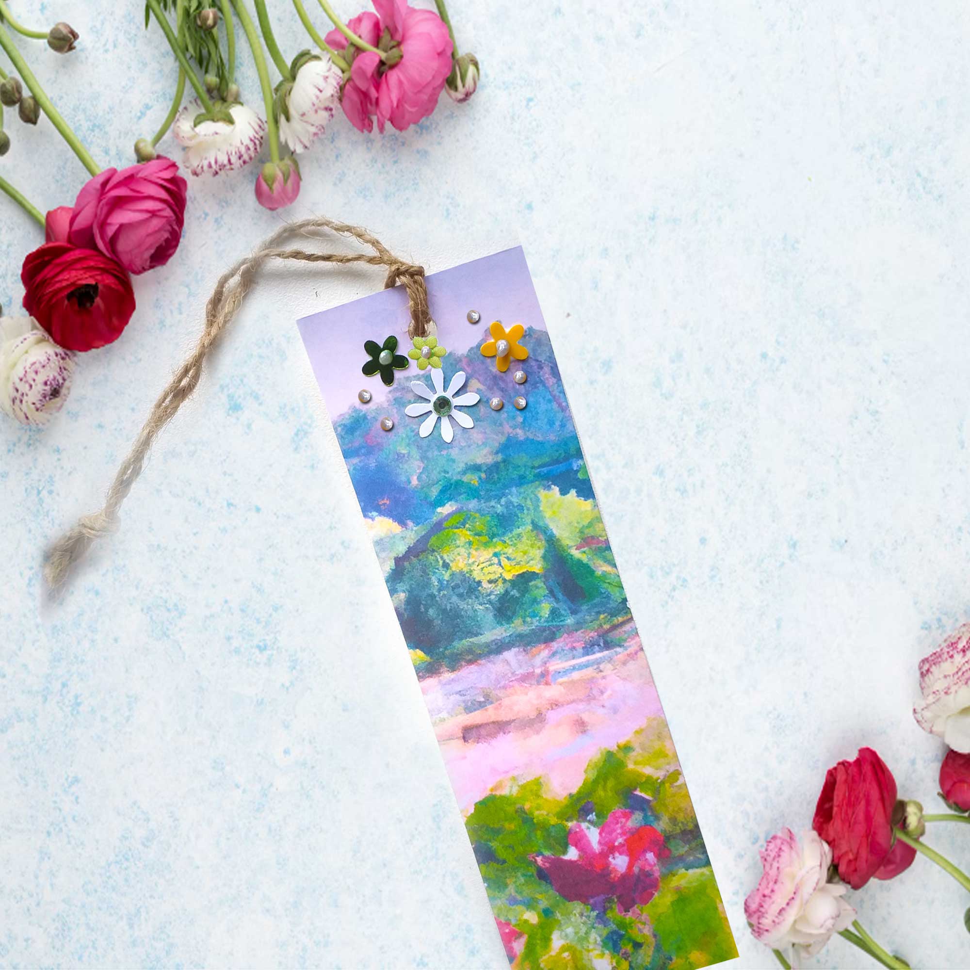 Happy Birthday Bookmark Card - Watercolour Landscape 5" x 7"