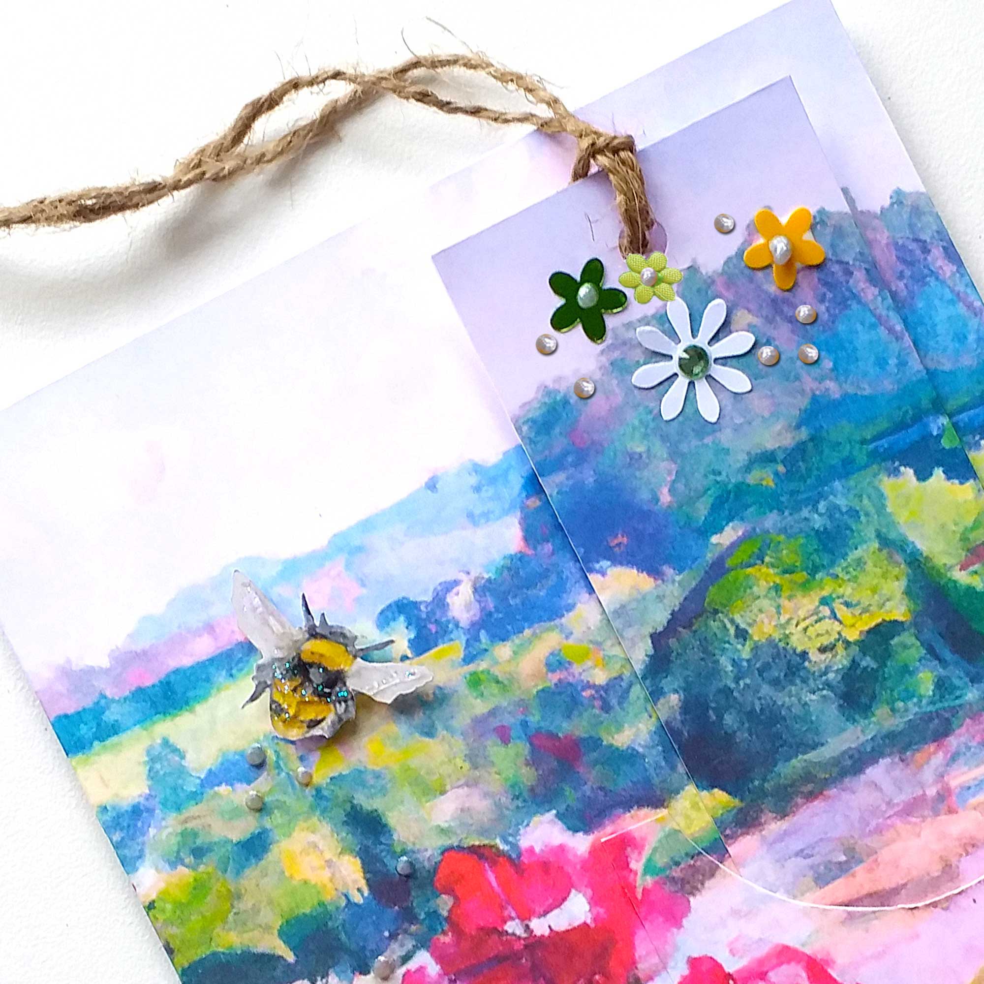 Happy Birthday Bookmark Card - Watercolour Landscape 5" x 7"