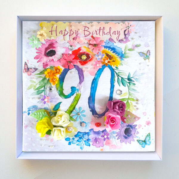90th Birthday Boxed Card - Very Pretty Luxury Card Special Birthday
