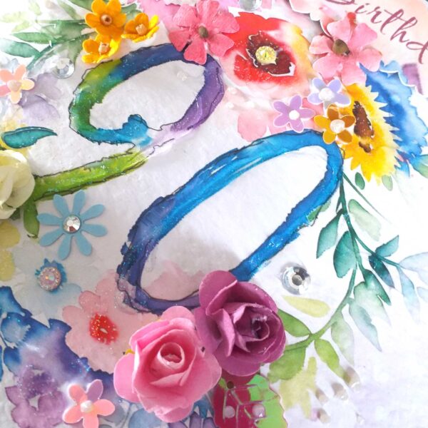 90th Birthday Boxed Card - Very Pretty Luxury Card Special Birthday