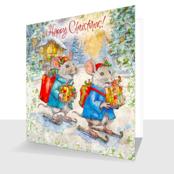  Adorable Mice Christmas Card -Happy Christmas
