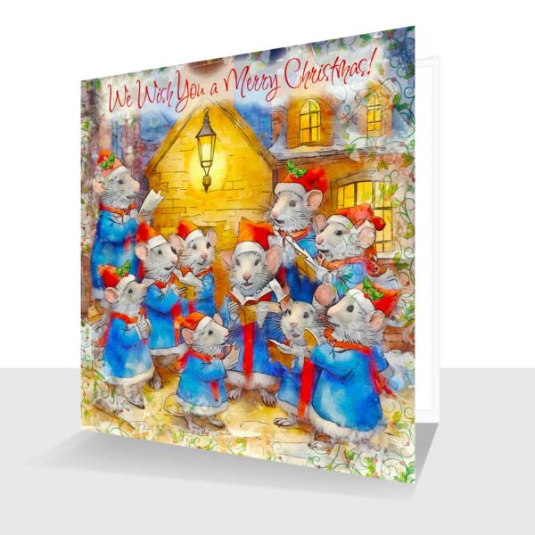 Adorable Mice Christmas Card -We Wish You a Merry Christmas