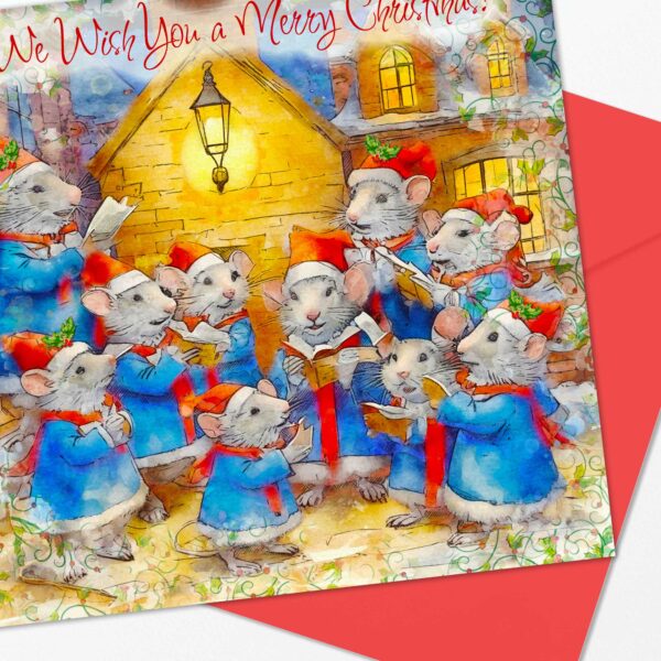 Adorable Mice Christmas Card -We Wish You a Merry Christmas