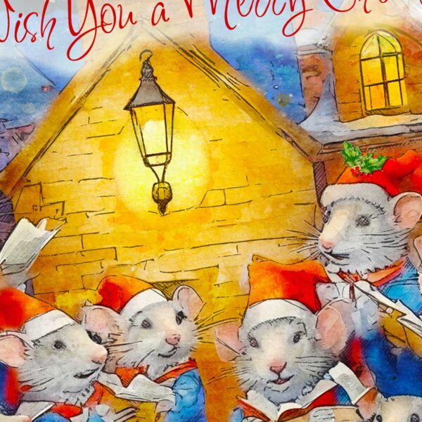 Adorable Mice Christmas Card -We Wish You a Merry Christmas