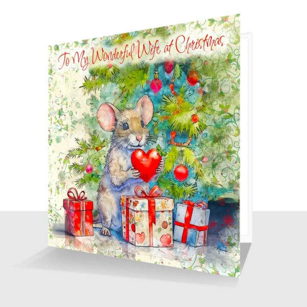 Wonderful Wife Christmas Card - To My Wonderful Wife at Christmas - Cute Mouse