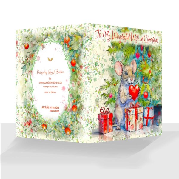 Wonderful Wife Christmas Card - To My Wonderful Wife at Christmas - Cute Mouse