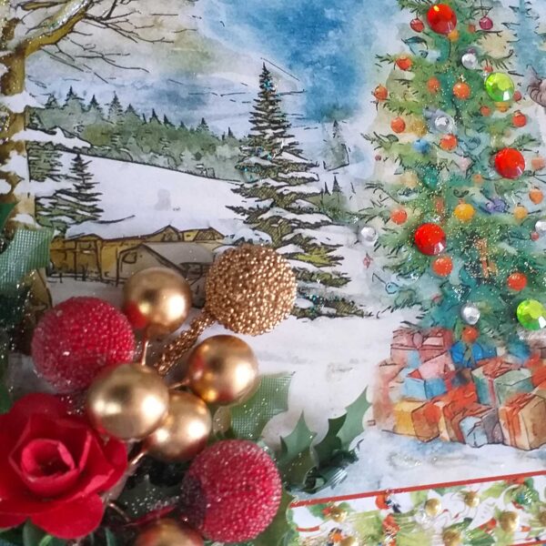 Traditional Father Christmas Card : Luxury Boxed A5 Embellished