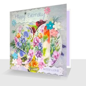 Luxury 80th Birthday Card : Sweetpeas Embellished