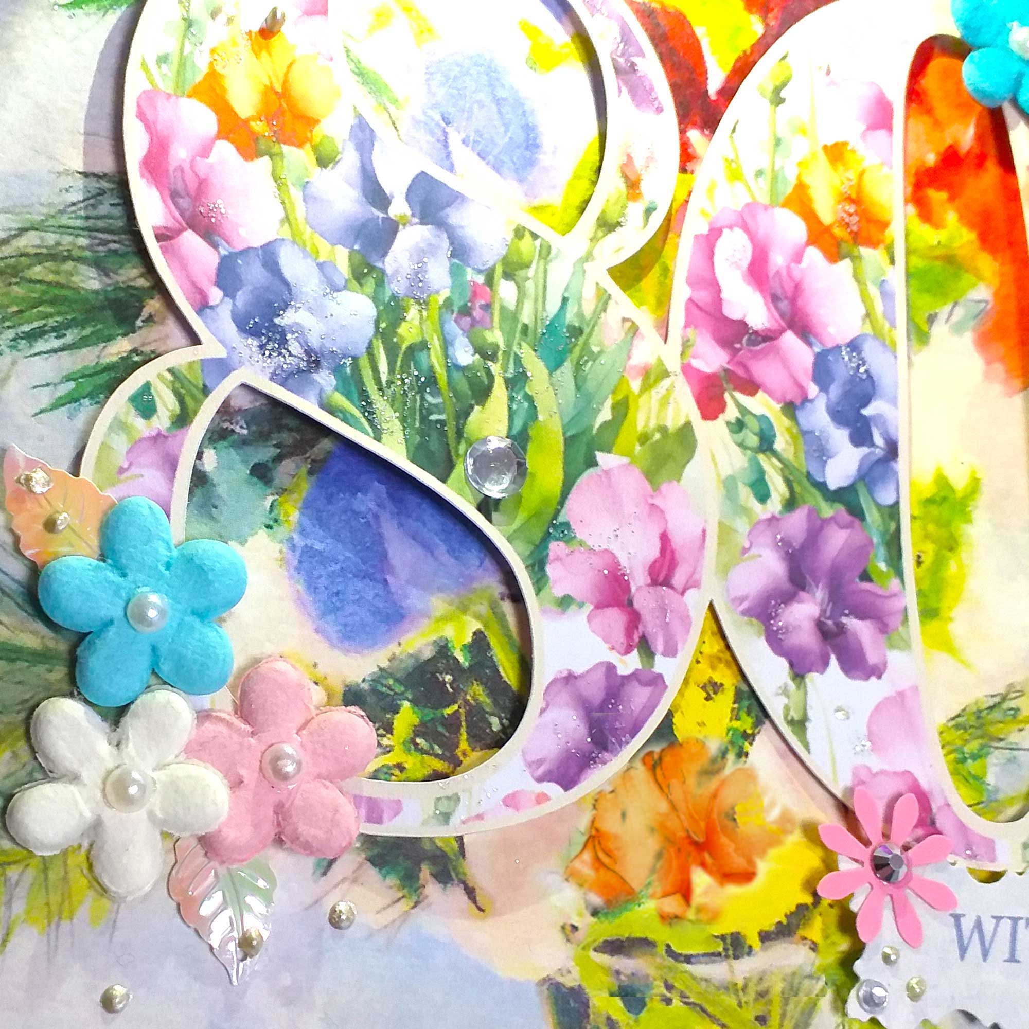 Luxury 80th Birthday Card : Sweetpeas Embellished