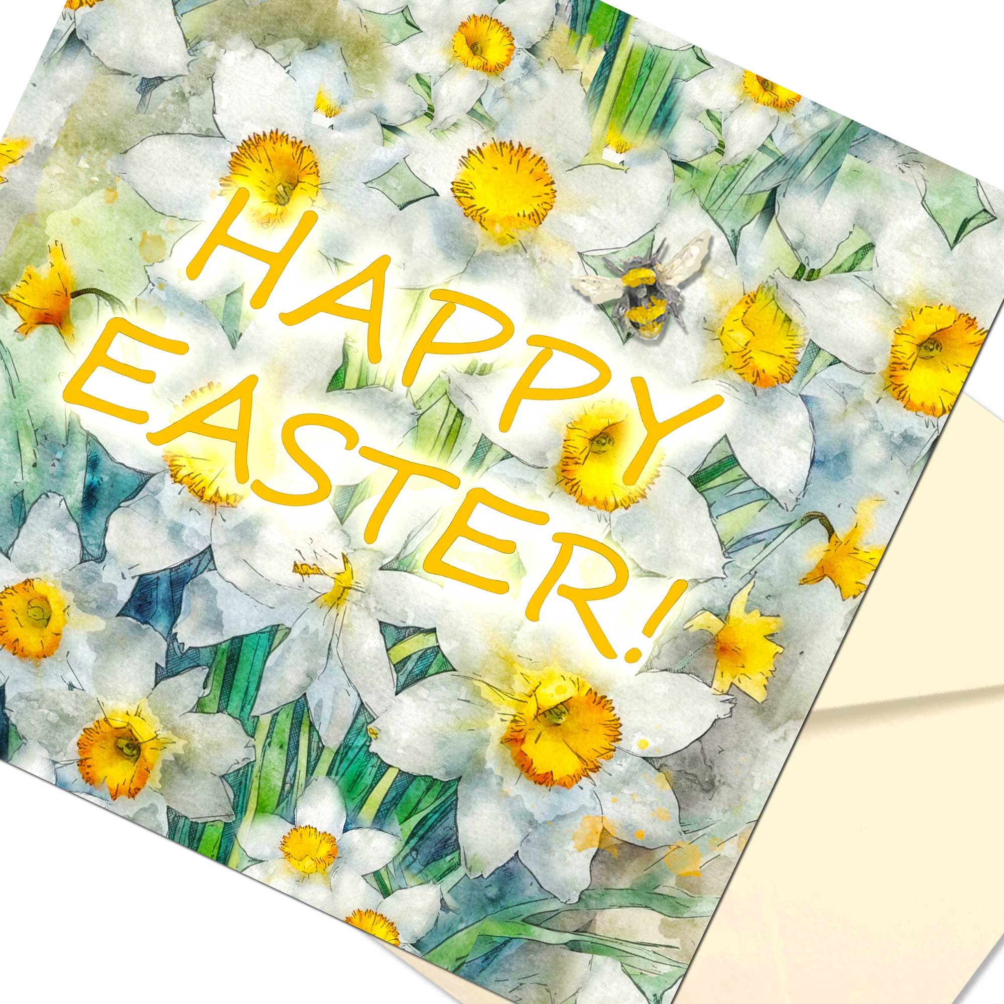 Colourful Easter Daffodils Card - Deluxe Easter Card- Single Card or 4 Pack Option
